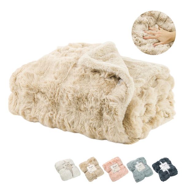 Cammello Accogliente Coperta Peluche Divano Coperta Super Morbida Vita Coperta Flanella Divano Coperta Tiro Coperta Coperta Divano Coperta Per Letto Divano Camera Da Letto Ufficio 160X200Cm-image