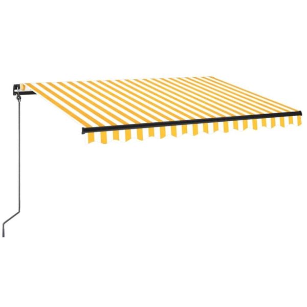 Vidaxl Tenda Da Sole Manuale A Scomparsa Con Led 350X250 Cm Giallo E Bianco-image