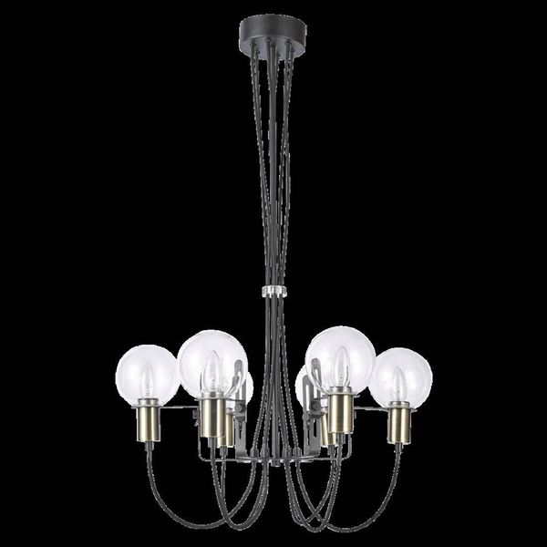 Lampada A Sospensione Abrazo 6Xe14/40W, Ottone Satinato/Chiaro, Ø: 61 H: 100 Cm, Attacco E14, Dimmerabile-image