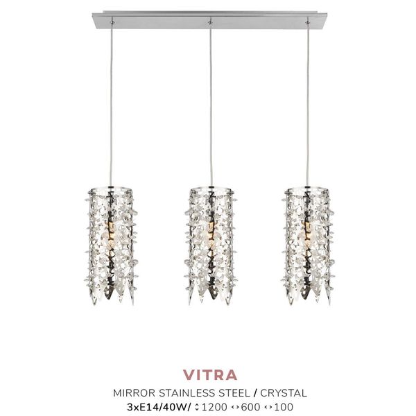 Lampada A Sospensione Vitra 3Xe14/40W, Argento/Chiaro, L: 60 W: 10 H: 120 Cm, Attacco E14, Dimmerabile-image