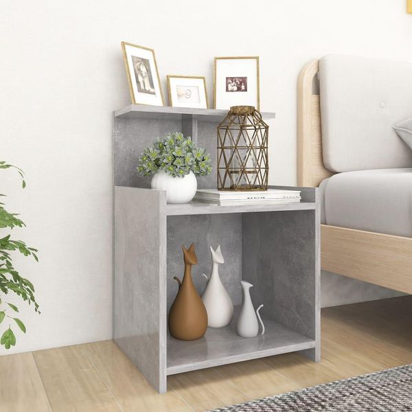 Comodini 2 Pz. Grigio Cemento 40X35X60 Cm Materiale A Base Di Legno-image