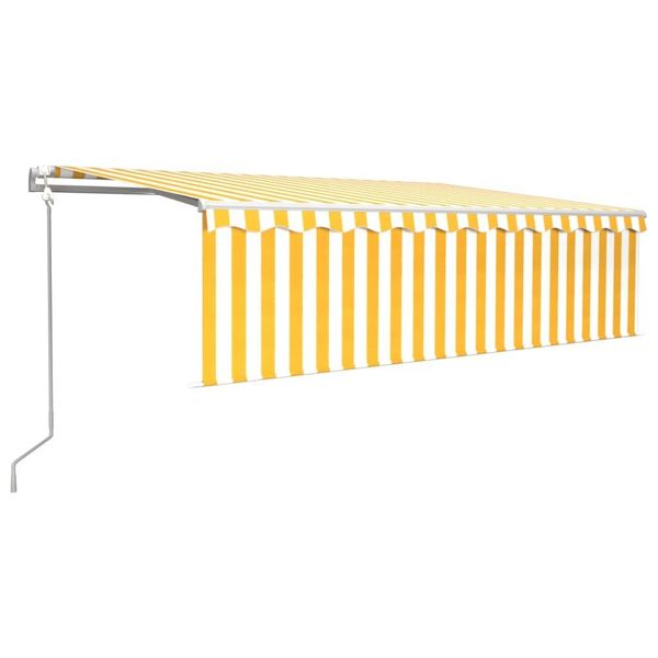 Tenda Da Sole Automatica A Scomparsa Con Mantovana 5X3 M Giallo E Bianco-image