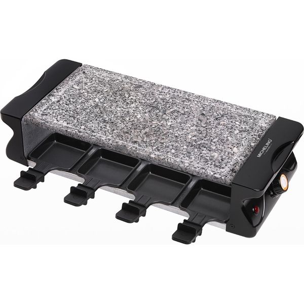 Michelino Raclette Bbq Grill Per 8 Persone Con 8 Piastre In Pietra Spatole In Pp Griglia Da Tavolo Piastra Grill Con Piastra In Pietra Intera-image