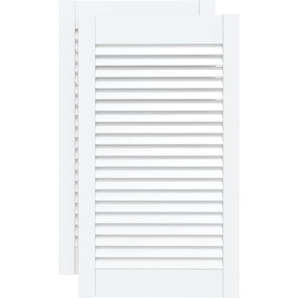 Vidaxl Armadio Ante A Persiana Design 2 Pz. Bianco 69X39,4 Cm In Legno Massiccio-image