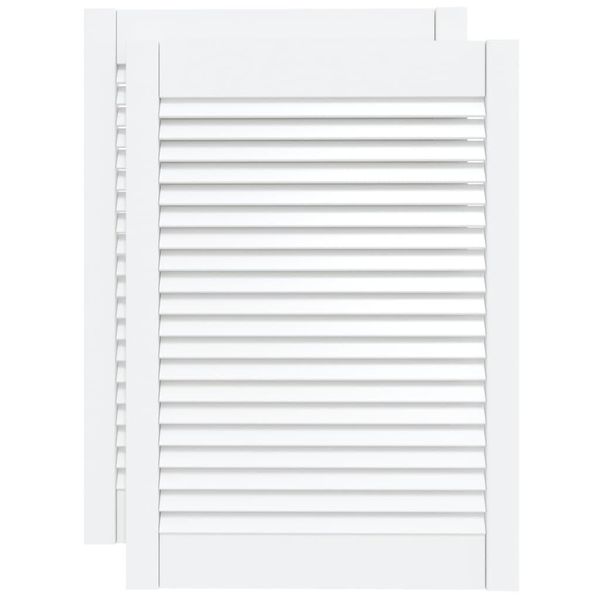 Vidaxl Armadio Ante A Persiana Design 2 Pz. Bianco 69X49,4 Cm In Legno Massiccio-image