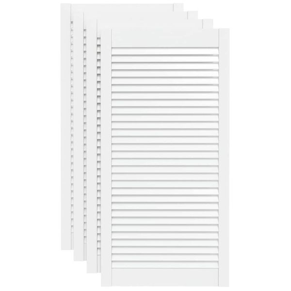 Vidaxl Armadio Ante A Doghe Design 4 Pezzi Bianco 99,3X49,4 Cm Legno Massiccio-image