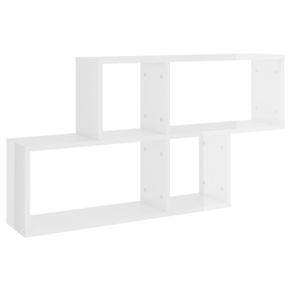 Vidaxl Scaffale A Muro Bianco Lucido 100X18X53 Cm Materiale A Base Di Legno-image