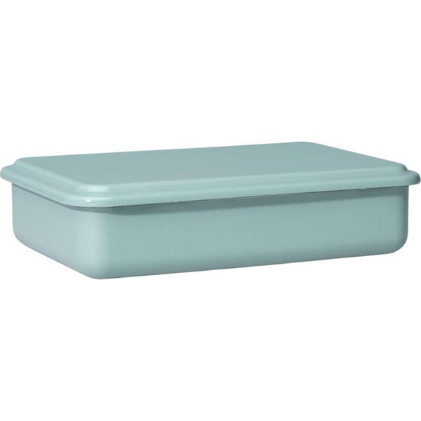 Contenitore Riess Con Coperchio Medio Basso 23X15X5Cm Smalto Verde Salvia-image