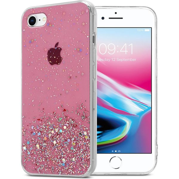 Custodia Cadorabo Per Apple Iphone 7 / 7S / 8 / Se 2020 Custodia Protettiva In Rosa Custodia Per Cellulare Custodia Tpu Custodia Glitter Cover Glitter-image
