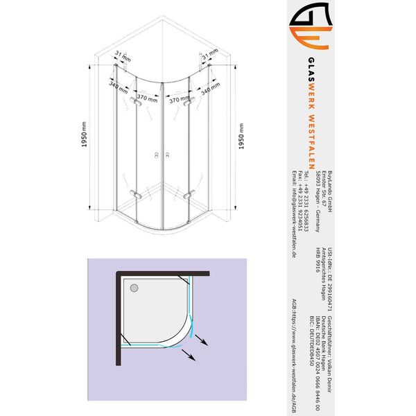 Glaswerk Westfalen- Freja 90X90X195Cm Cabina Doccia Quadrante + Dt+S-image