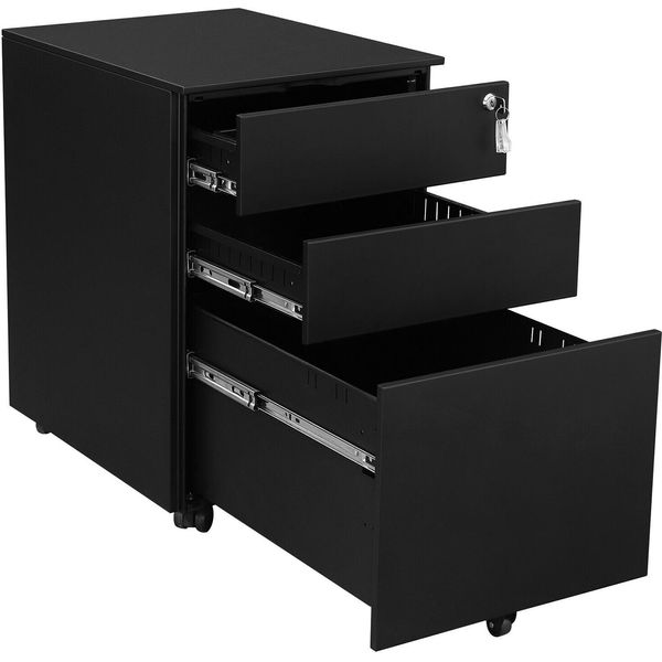 Bc-Elec - PCP390-1B Contenitore Mobile In Acciaio Con Cassetti Armadio Per Ufficio Contenitore Mobile Su Ruote-image