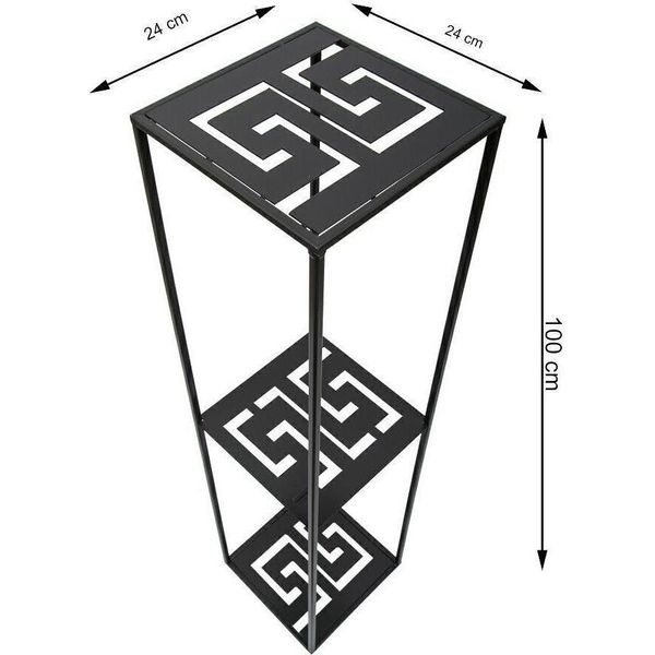 Howhomely Sgabello Per Fiori In Metallo Nero 100 Cm - Portafiori Con 3 Ripiani-image
