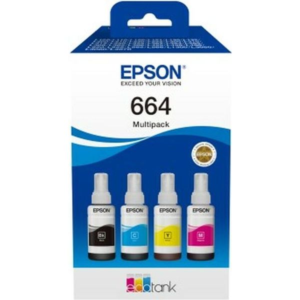 Epson Ecotank 664 - Confezione Da 4 Pezzi - Nero, Magenta, Ciano, Giallo - Originale - Contenitore Di Inchiostro - Per Epson L380, L395, L495, E-image