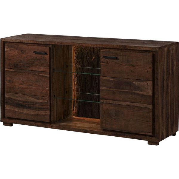 MASSIVMOEBEL24 | Bark #200 Credenza In Legno Di Acacia Laccato / Marrone 145X40X78-image