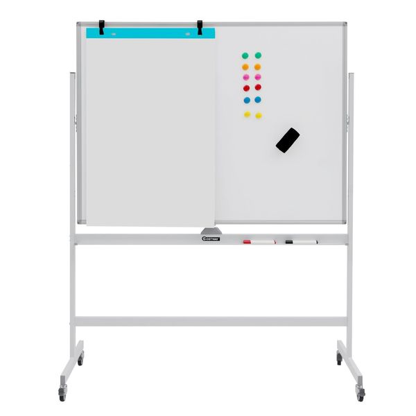 Costway Lavagna Magnetica Bifacciale Con Rotelle Per La Classe, L'ufficio E La Casa-image