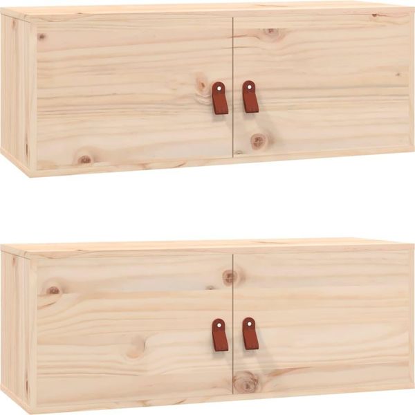 Vidaxl Armadi A Muro 2 Pezzi 80X30X30 Cm In Legno Di Pino Massiccio-image