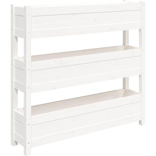 Vidaxl Fioriera Bianca 112X25X104,5 Cm In Legno Di Pino Massiccio-image