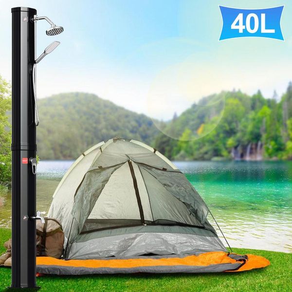 Jiubiaz Doccia Solare Temperatura Fino A 60°C Resistente Ai Raggi Uv Doccia Da Giardino Nera 40L (Con Coperchio Di Protezione)-image