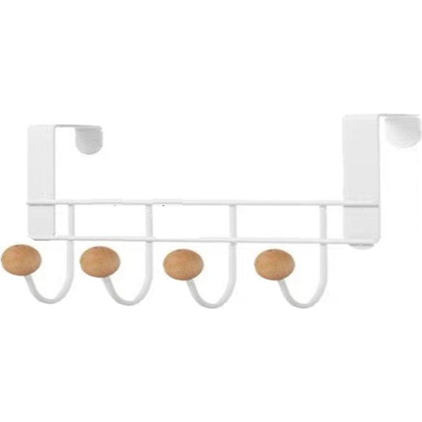 Appendiabiti Da Porta - Bianco - 4 Ganci Per Appendere - Ganci Per Porta - 22 X 12 Cm - Gancio Per Asciugamani - Appendiabiti - Ganci Per Appendere La Porta-image