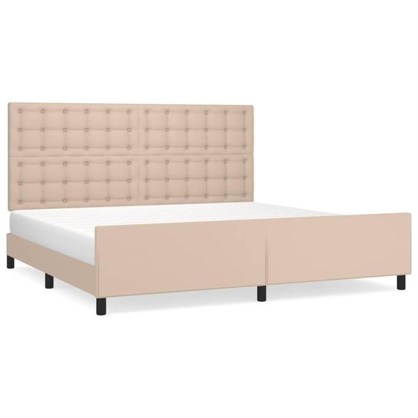 Vidaxl Struttura Letto Con Testiera Cappuccino-Marrone 200X200 Cm In Pelle Finta-image