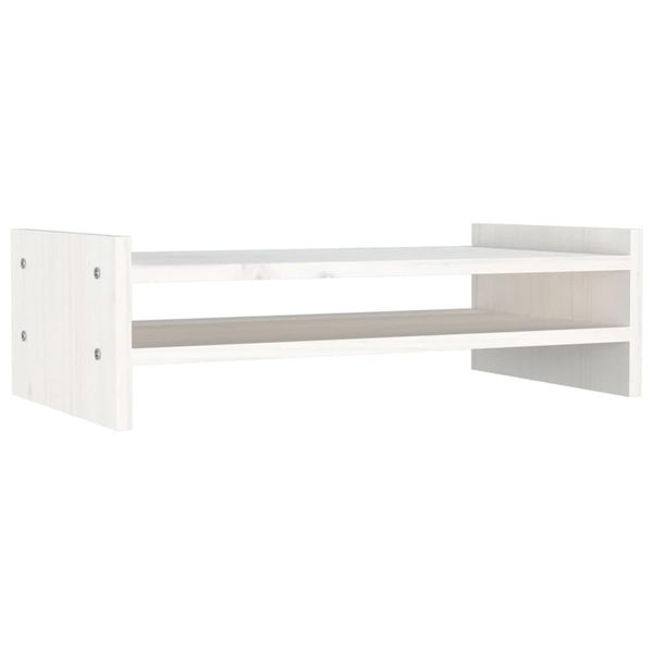 Vidaxl Supporto Per Monitor Bianco 50X27X15 Cm In Legno Di Pino Massiccio-image