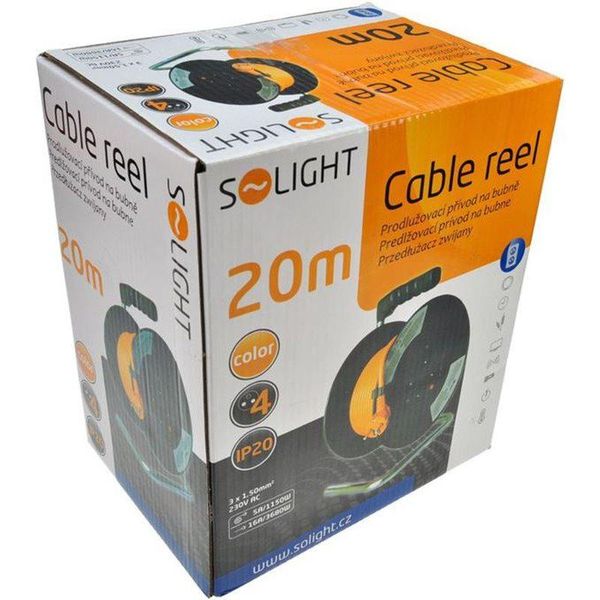 Solight Cavo Di Prolunga Arancione A Tamburo 20M, 4 Prese, 230V, 1,5Mm2 PB09-image