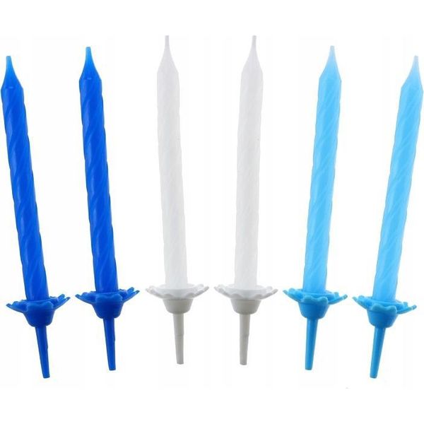 Set Di Candeline Di Compleanno Blu 24 Pezzi + 12 Supporti-image