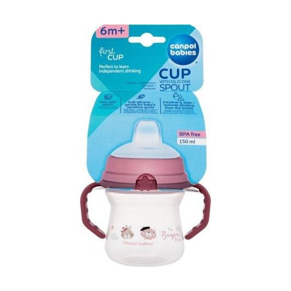 Canpolbabies Canpol Babies Gertuvė Su Silikoniniu Snapeliu Firstcup 150Ml Bonjour Paris (56/612_Pin)-image