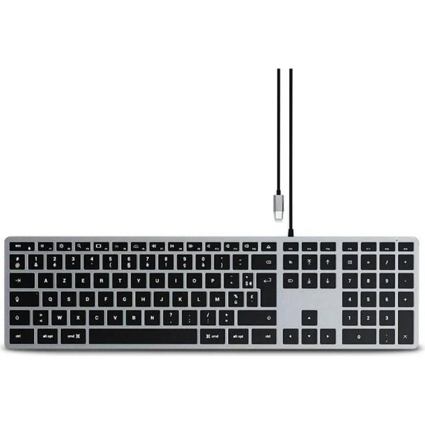 Satechi, Tastiera Cablata Slim W3 USB-C Azerty Illuminata, Grigio-image