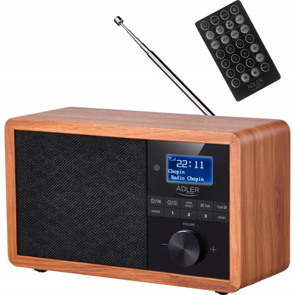 Adler | Ad 1184 | Radio Dab+ Bluetooth | Nero/Marrone | Funzione Allarme-image