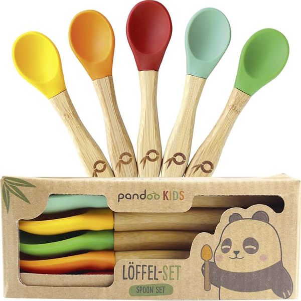Pandoo Baby Cucchiai In Bambù Con Testa In Morbido Silicone 5 Pezzi-image
