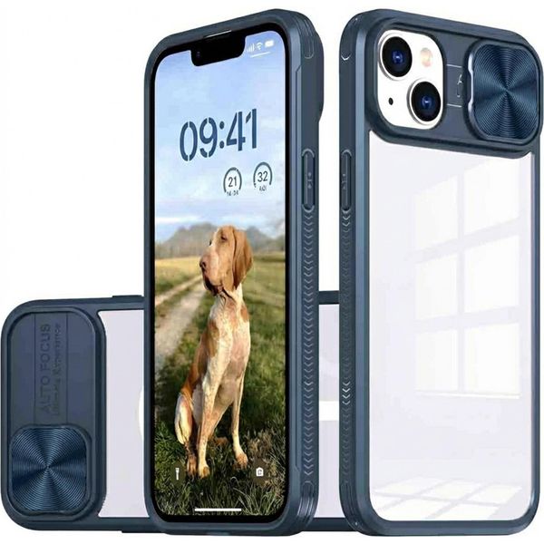 Iphone 14 Custodia Iphone 14 Cover Protettiva Camslider Back Cover Plastica Blu Scuro Imoshion-image
