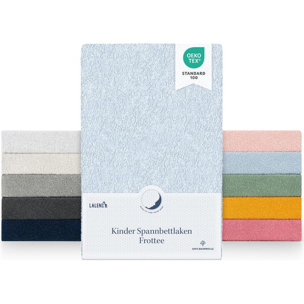 Laleni Set Di 2 Lenzuola In Spugna 40X90Cm - Lenzuola Certificate Oeko-Tex, Lenzuola Senza Grinze Per Lettino, Culla E Cestino Mosè Azzurro-image