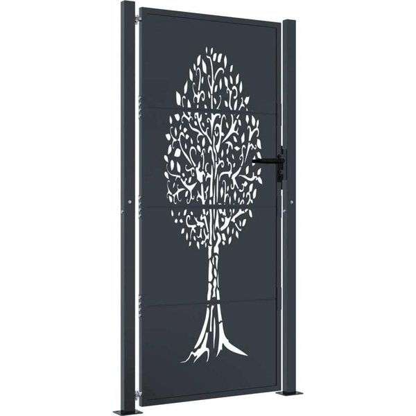 Vidaxl -Porta 105X180 Cm Con Design Ad Albero -Acciaio -Antracite -Affilatura-image