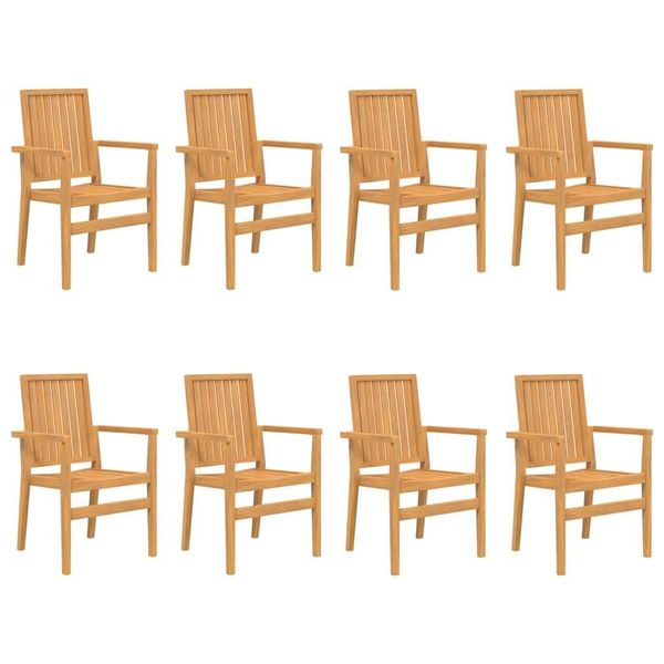 Vidaxl Sedie Da Giardino 8 Pezzi Impilabili 56,5X57,5X91 Cm Legno Massiccio Teak-image