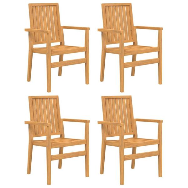 Vidaxl Sedie Da Giardino 4 Pezzi Impilabili 56,5X57,5X91 Cm Legno Massiccio Teak-image