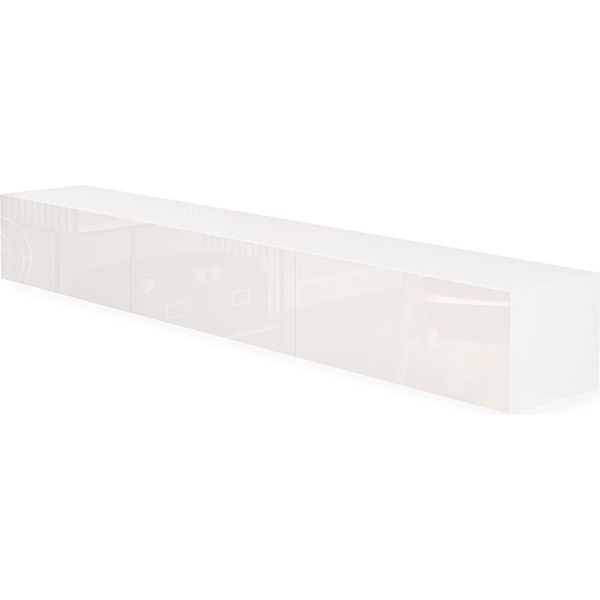 Hajduk Furniture Mobile Tv Sospeso Bianco Lucido 270 Cm (3X90) Supporto Tv Parete Attrezzata Moderna Credenza Soggiorno Camera Ingresso-image