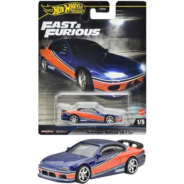 Hot Wheels HNW46-HYP73 Nissan Silvia (S15) Blu/Arancio Fast & Furious 1/5 In Scala 1:64 Ca-image