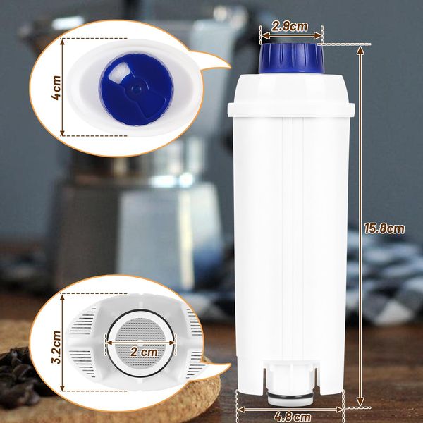 Filtro Acqua Per Macchine Da Caffè Completamente Automatiche Delonghi DLSC002, Accessori Per Macchine Da Caffè Della Serie Ecam, Etam Ed Esam, Confezione Da 4 Pezzi-image