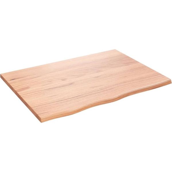 Piano Del Tavolo Marrone Chiaro 80X60X2 Cm In Legno Massiccio Di Rovere Trattato-image