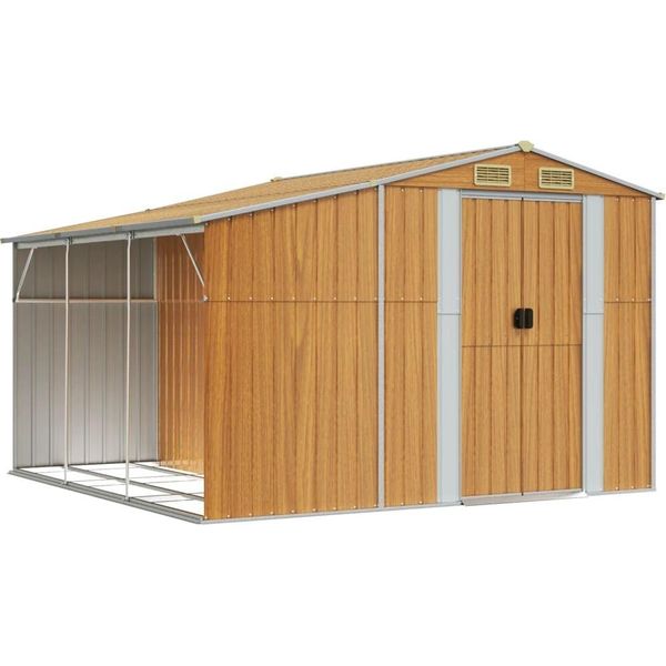 Vidaxl Casetta Da Giardino Marrone Chiaro 277X279X179 Cm Acciaio Zincato-image