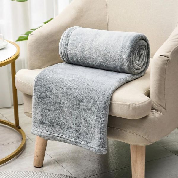 Jopassy 2 Pezzi Coperta Accogliente Coperta Soggiorno Super Morbida Flanella Per Divano Universale Coperta Divano Coperta In Viaggio Grigio - 200 X 150 Cm-image