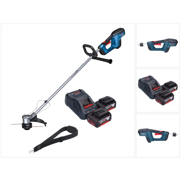 Bosch Grt 18V-33 Tagliaerba Professionale A Batteria 18 V 330 Mm Brushless + 2X Batteria Ricaricabile 5,0 Ah + Caricabatterie-image