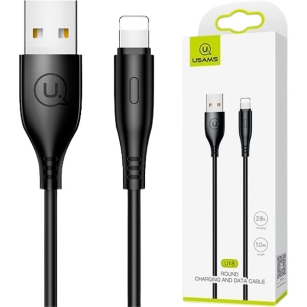 Cavo Usams U18 Lightning 2A Ricarica Rapida 1M Nero/Nero Sj266Usb01 (Us-Sj266)-image