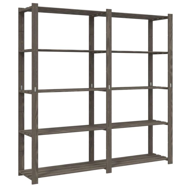 Vidaxl Scaffale A 5 Ripiani Grigio 170X38X170 Cm In Legno Di Pino Massiccio-image