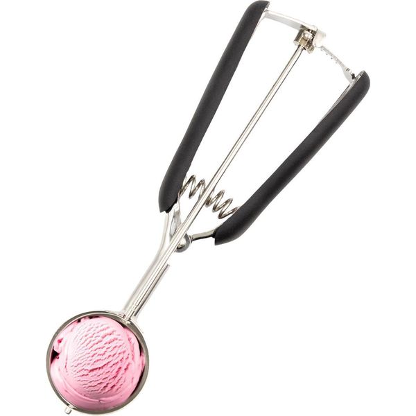 Paletta Per Gelato Intirilife Paletta Per Gelato In Acciaio Inox Con Manico Nero - Paletta Con Grilletto Per Torta Gelato Pastella Di Riso-image