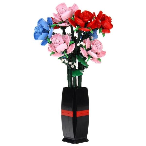 Blocchi Di Costruzione Fiori Bouquet Di Rose In Un Vaso 768-Elementi-image