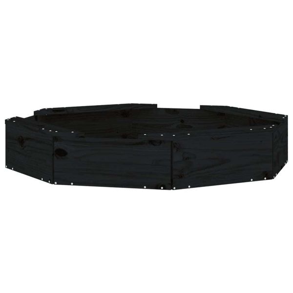 Vidaxl Sabbiera Con Sedili Ottagono Nero In Legno Di Pino Massiccio-image