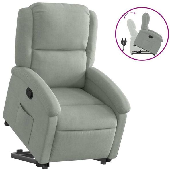 Vidaxl Poltrona Relax Con Supporto In Piedi Velluto Grigio Chiaro-image