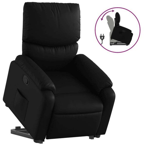 Vidaxl Poltrona Relax Con Supporto In Piedi In Pelle Finta Nera-image